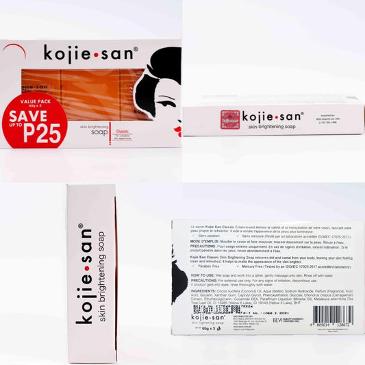 Original Kojic Acid Soap for Face & Body - Cosmetic Soap for Beautifully Fresh Skin (3 X 65g Bars)