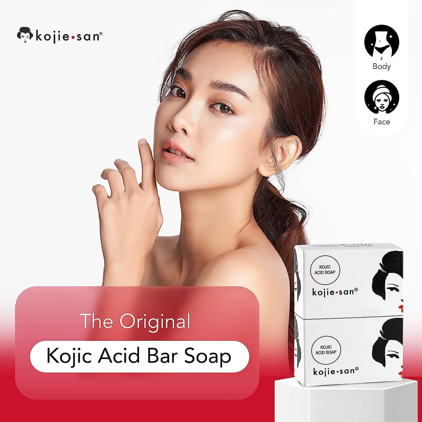 Original Kojic Acid Soap for Face & Body - Cosmetic Soap for Beautifully Fresh Skin (3 X 65g Bars)