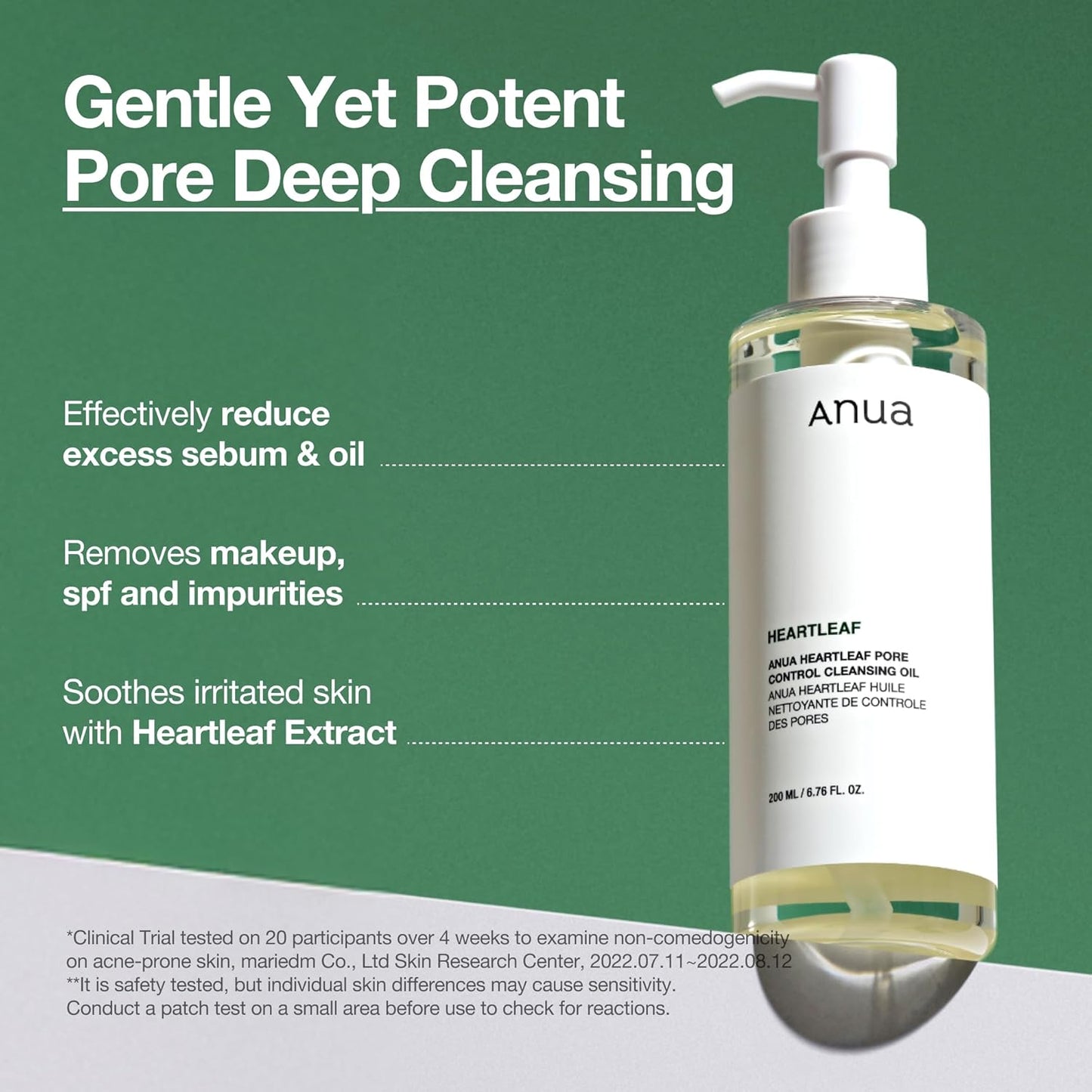ANUA Heartleaf Pore Control Cleansing Oil Korean Facial Cleanser, Daily Makeup Blackheads Removal 6.7 fl oz(200ml)