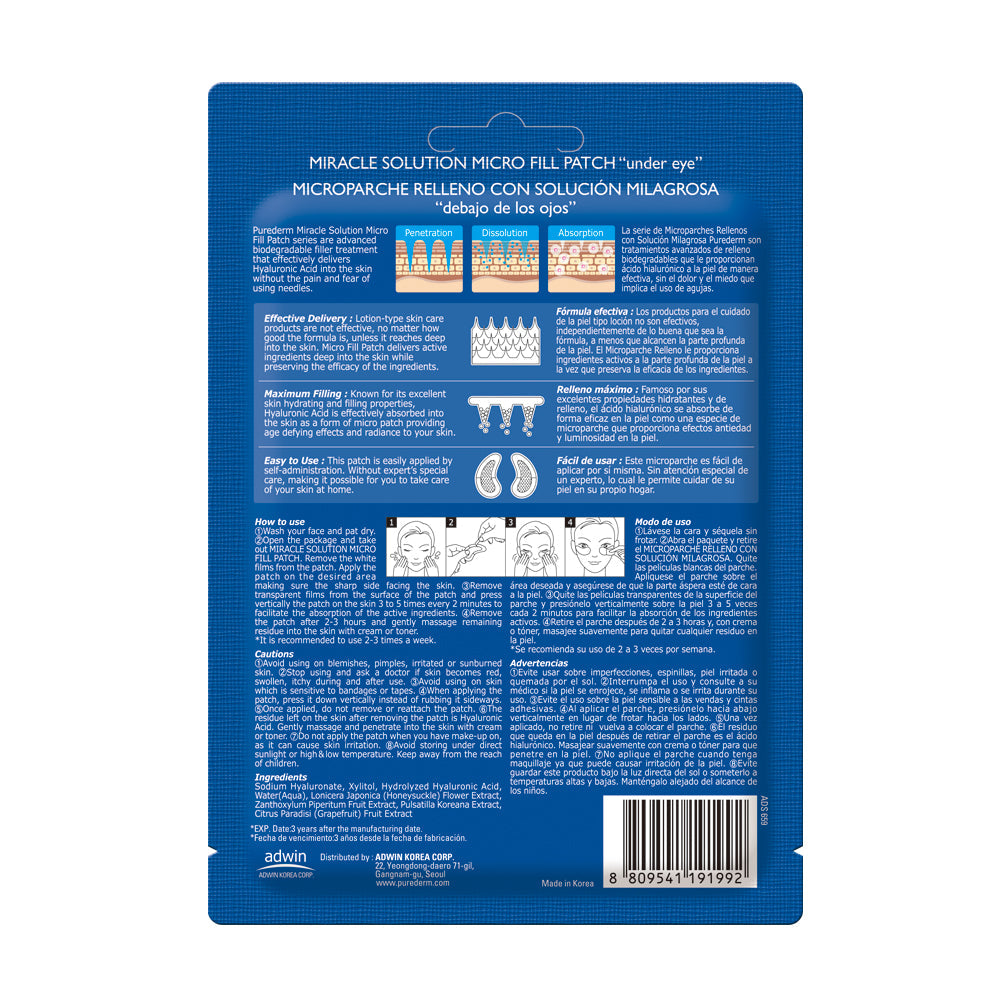 PUREDERM Miracle Solution Micro Fill Under Eye Patch (1 pair) - Kiyoko Beauty