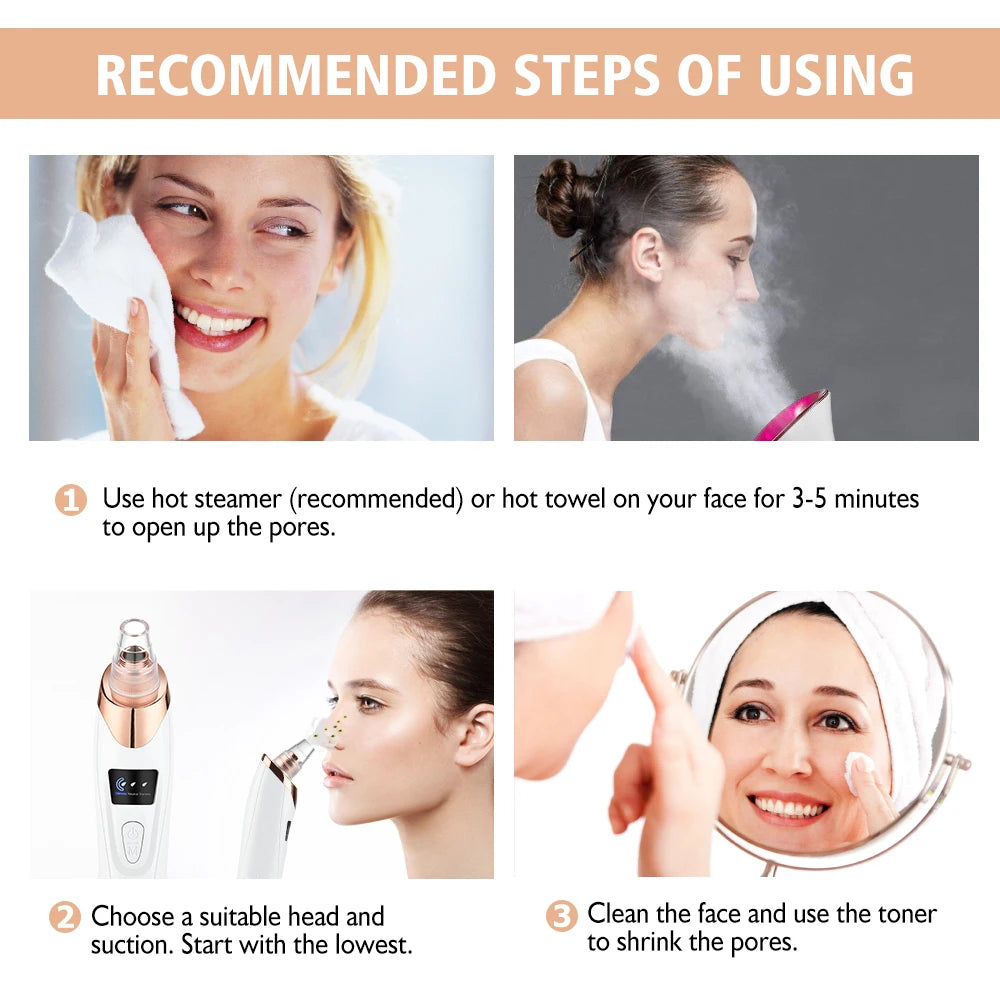 Electric Blackhead Remover Device Acne Pimple Black Heads Sport Exfoliator Suction Facial Cleansing Tools Pore Cleaner Machine