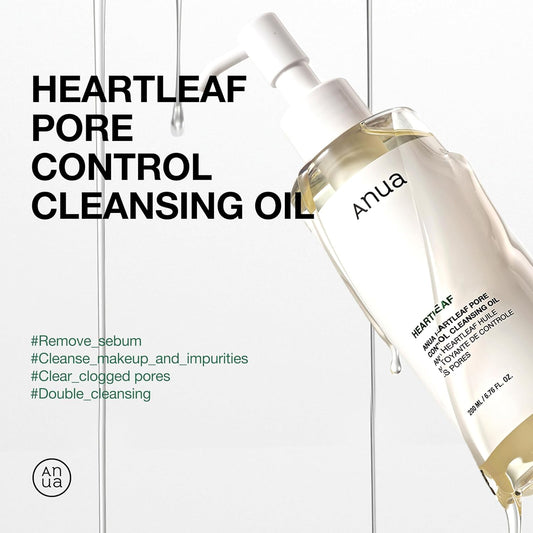 ANUA Heartleaf Pore Control Cleansing Oil Korean Facial Cleanser, Daily Makeup Blackheads Removal 6.7 fl oz(200ml)