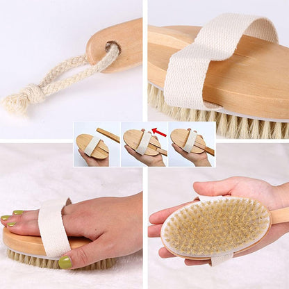 3 Pack Wood Dry Body Brushes, Dry brush for Cellulite and Lymphatic