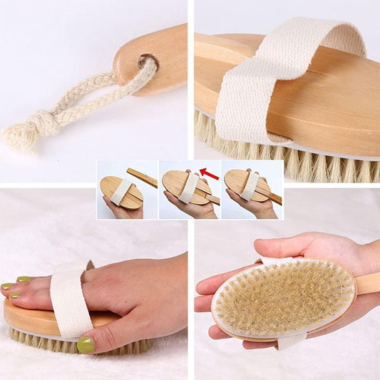 3 Pack Wood Dry Body Brushes, Dry brush for Cellulite and Lymphatic