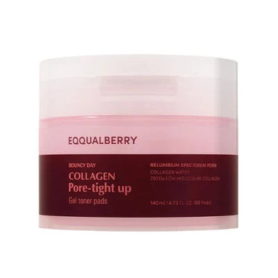EQQUALBERRY DISQUES TONIFIANTS EN GEL AU COLLAGÈNE POUR RETENIR LES PORES (60 pièces)